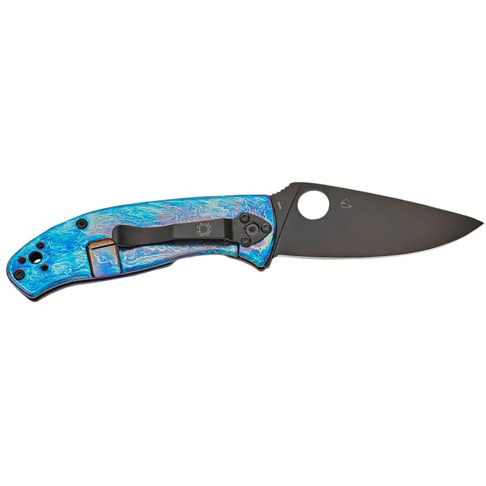 Ніж Spyderco Tenacious Black Blade, D-2, Titanium blue 
