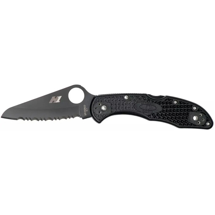 Ніж Spyderco Salt 2 Black Blade, серрейтор, H-1, FRN black 