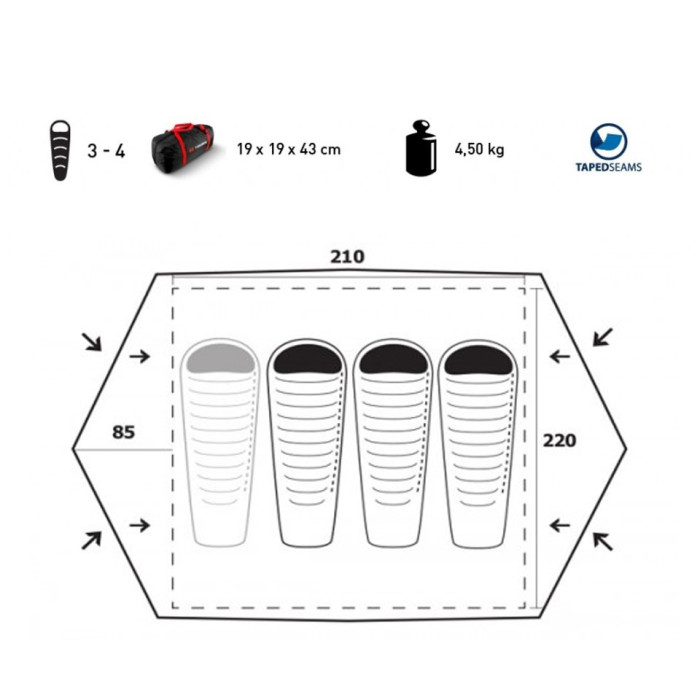 Намет Trimm OREGON, зелений 3+1 