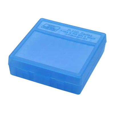 Кейс MTM д/піст.патр 9mm Luger, 380 ACP, 9mm Makarov 9мм. на 100 патр. блакитний