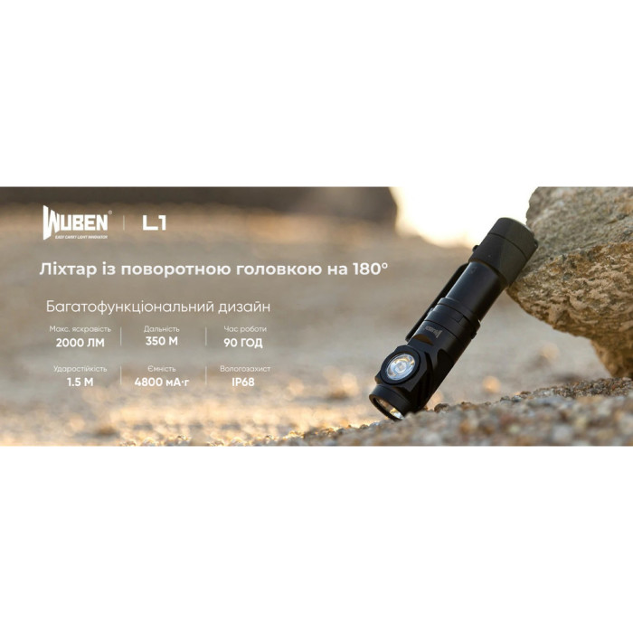 Ліхтар Wuben L1 (OSRAM P9), чорний 