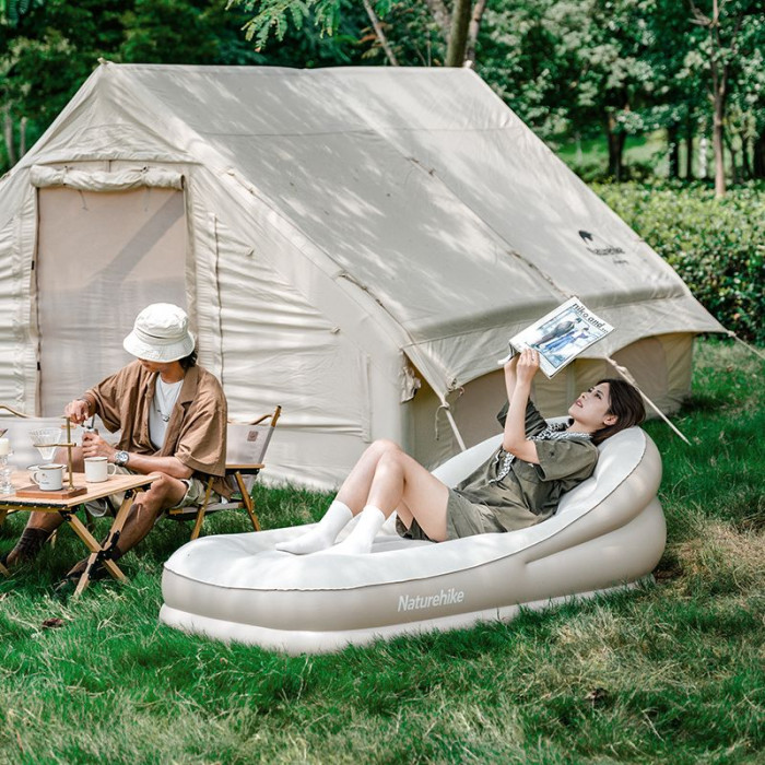 Матрац надувний одномісний з підголовником Naturehike CNK2300DZ020, бежевий 