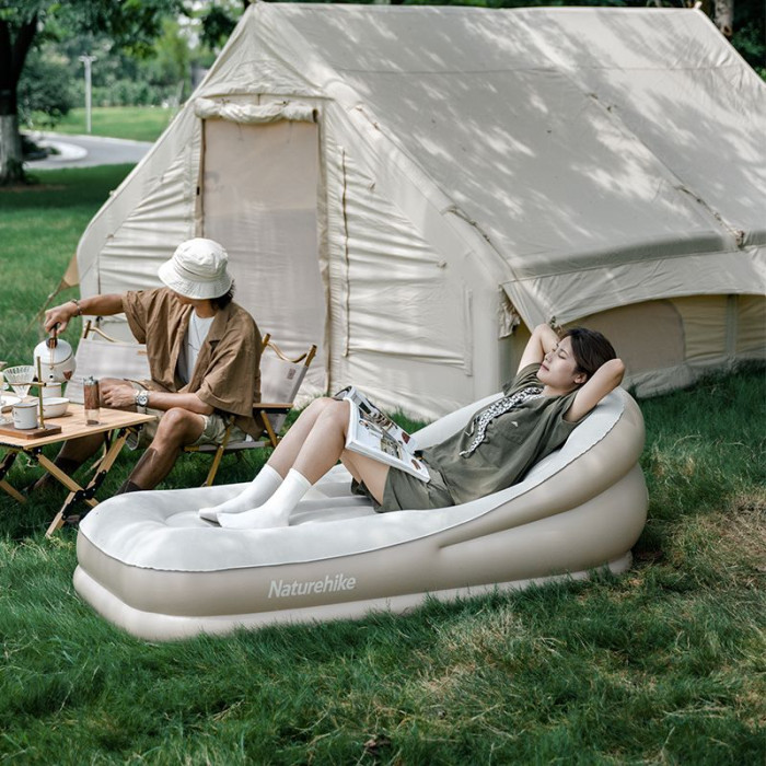 Матрац надувний одномісний з підголовником Naturehike CNK2300DZ020, бежевий 