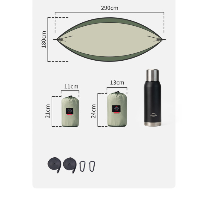Гамак Naturehike одномісний NH21DC011, оливковий 