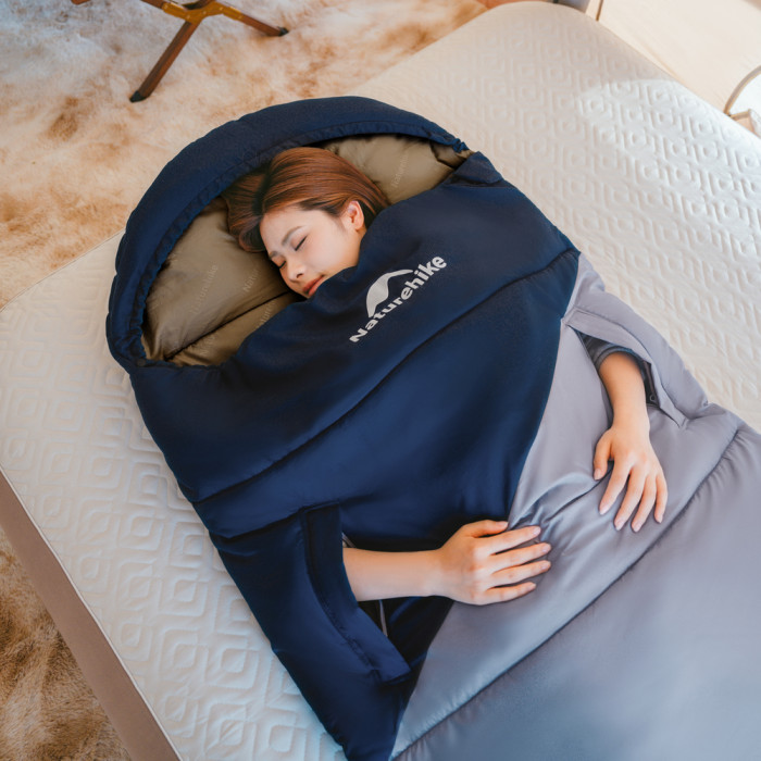 Спальник з капюшоном Naturehike Sunny Day PL02 U350 CNK2550WS028, (6°C), правий, коричнево-зелений 