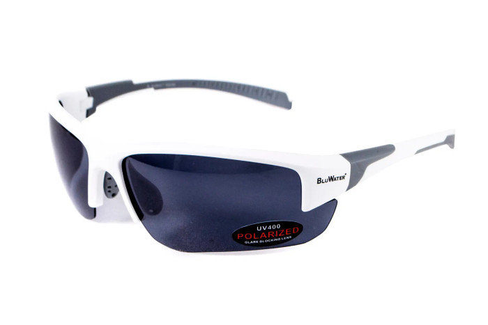 Окуляри BluWater Samson-3 White Polarized (gray), сірі в білій оправі 