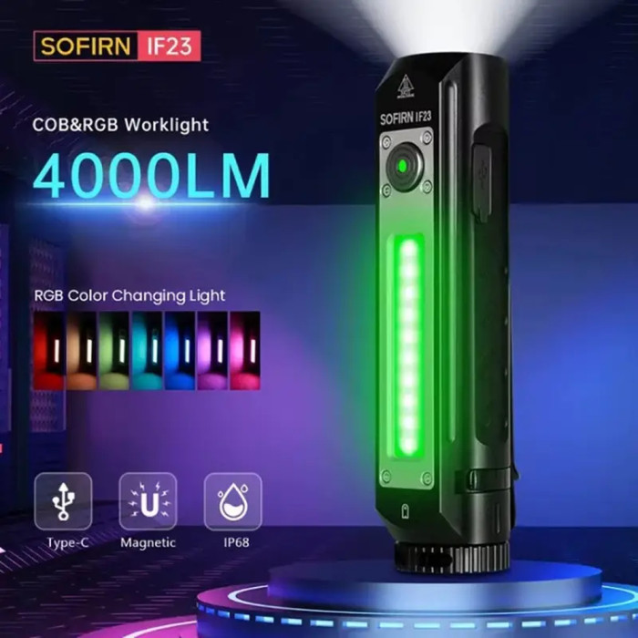 Ліхтар Sofirn IF23 4000 лм з RGB світлом та магнітом 