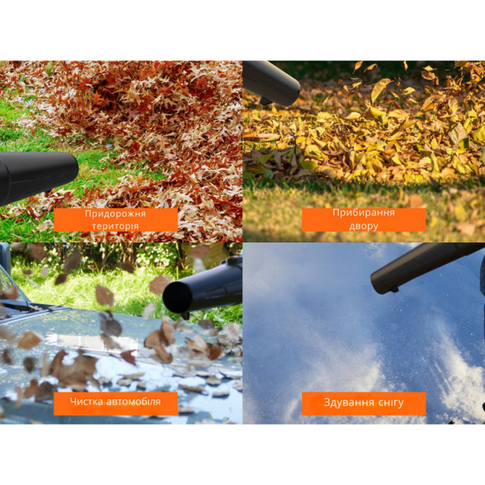 Акумуляторна повітродувка садова Litheli, живлення від павербанку (УМБ Litheli Power Bank 10000 mAh, 45 W, 2А в комплекті) 