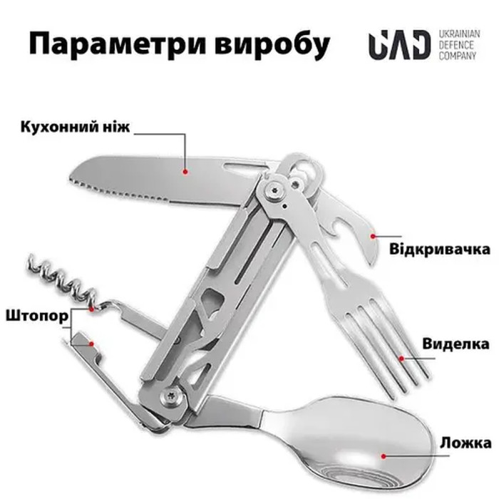 Мультитул туристичний 5 в 1 UAD CampFeast 420 Сталь 