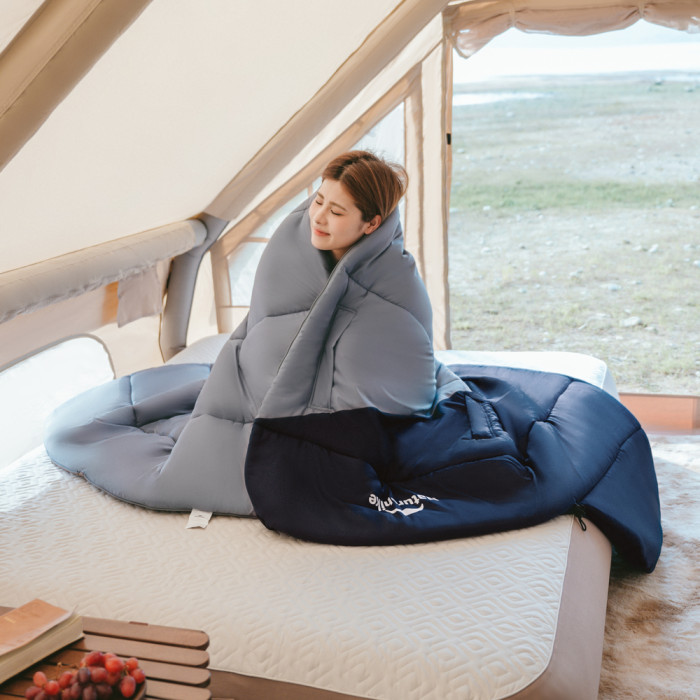 Спальник з капюшоном Naturehike Sunny Day PL02 U450 CNK2550WS028, (3,9°C), лівий, блакитно-синій 