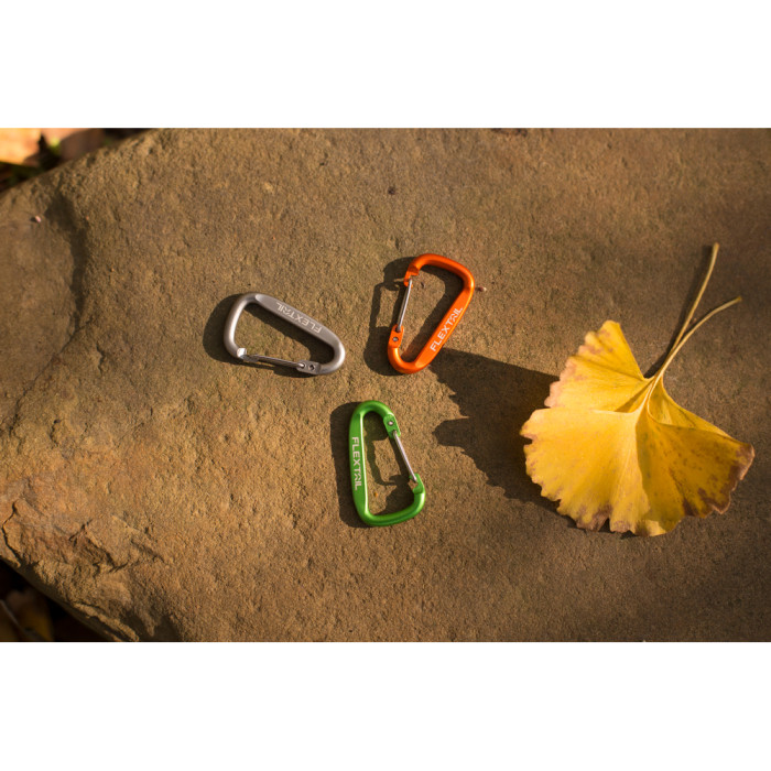 Набір карабінів алюмінієвих Flextail, 3 шт (сірий, помаранчевий, зелений) 