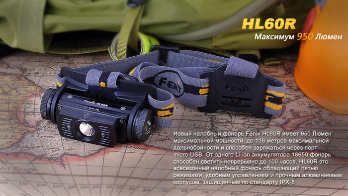 Налобний ліхтар Fenix HL60R Cree XM-L2 U2 Neutral White LED + Multitool Fonarik 2020 акційний 