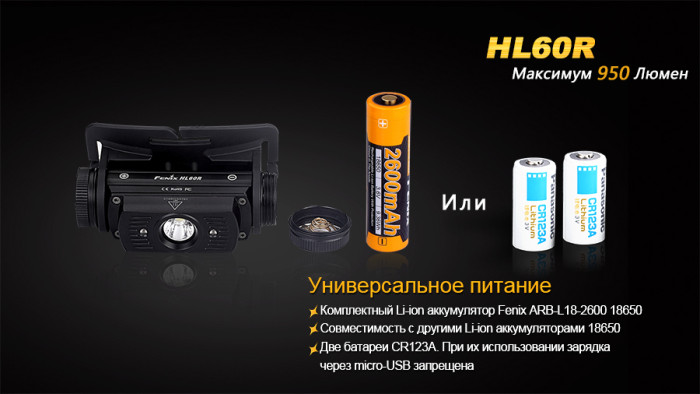 Налобний ліхтар Fenix HL60R Cree XM-L2 U2 Neutral White LED + Multitool Fonarik 2020 акційний 