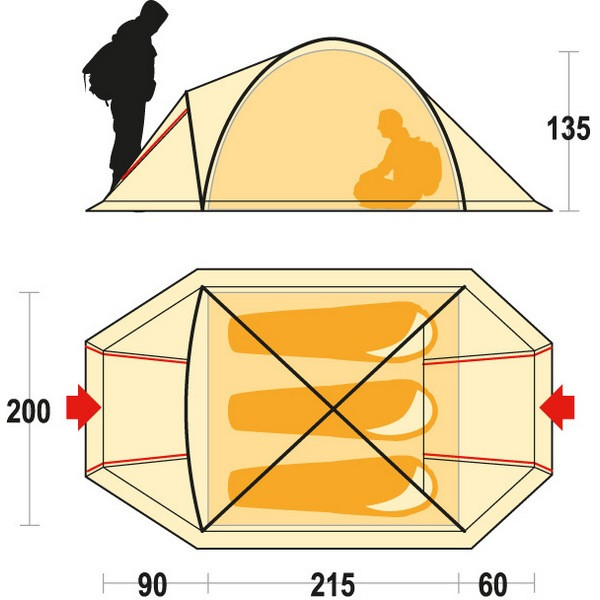 Намет Ferrino Aral 3 (4000) Червоний /Сірий 