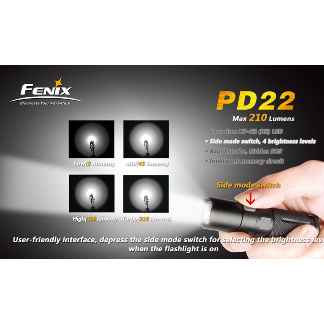Кишеньковий ліхтар Fenix PD22, чорний, CREE XP-G2 LED R5 