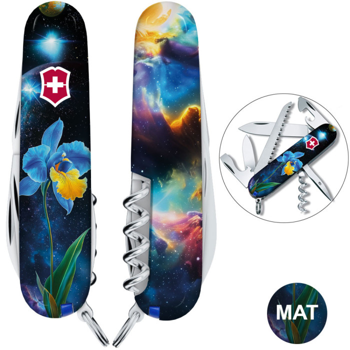 Складаний ніж Victorinox CAMPER DESIGN Блакитно-жовтий ірис 