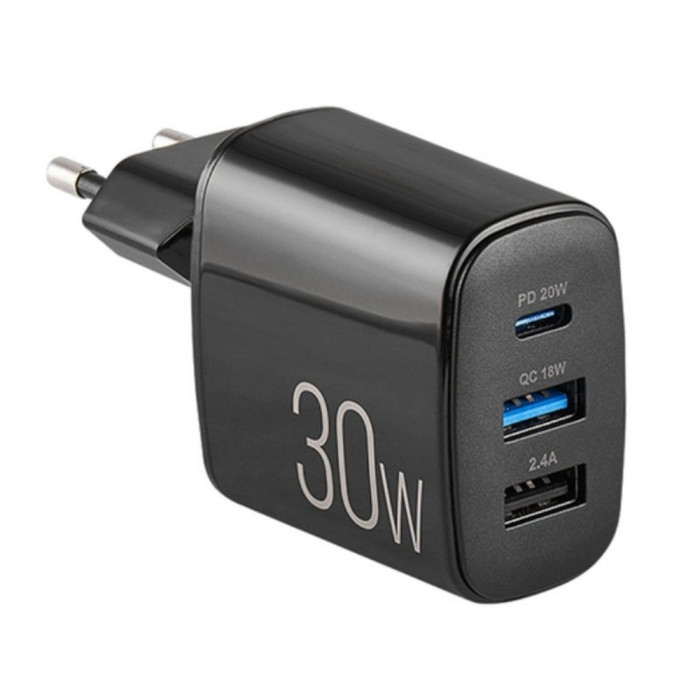 Мережевий зарядний пристрій Brevia ePower PD20W+QC18W+12W