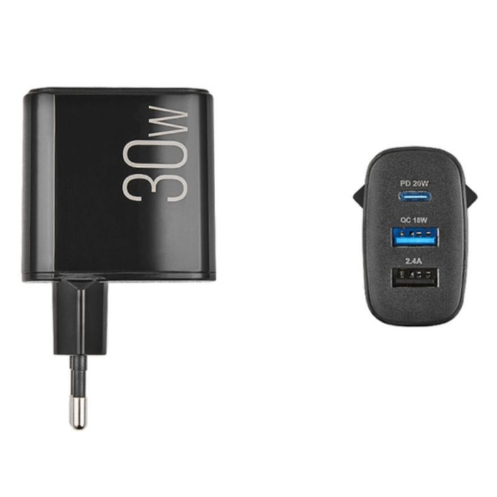 Мережевий зарядний пристрій Brevia ePower PD20W+QC18W+12W 