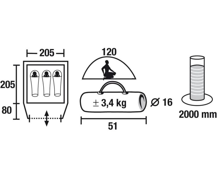 Намет High Peak Nevada 3-світло-зелена /темно-зелена (10085) 