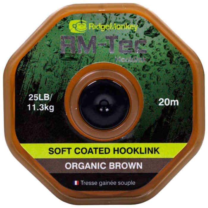 Повідковий матеріал RidgeMonkey RM-Tec Soft Coated Hooklink Organic Brown 35lb 20м 