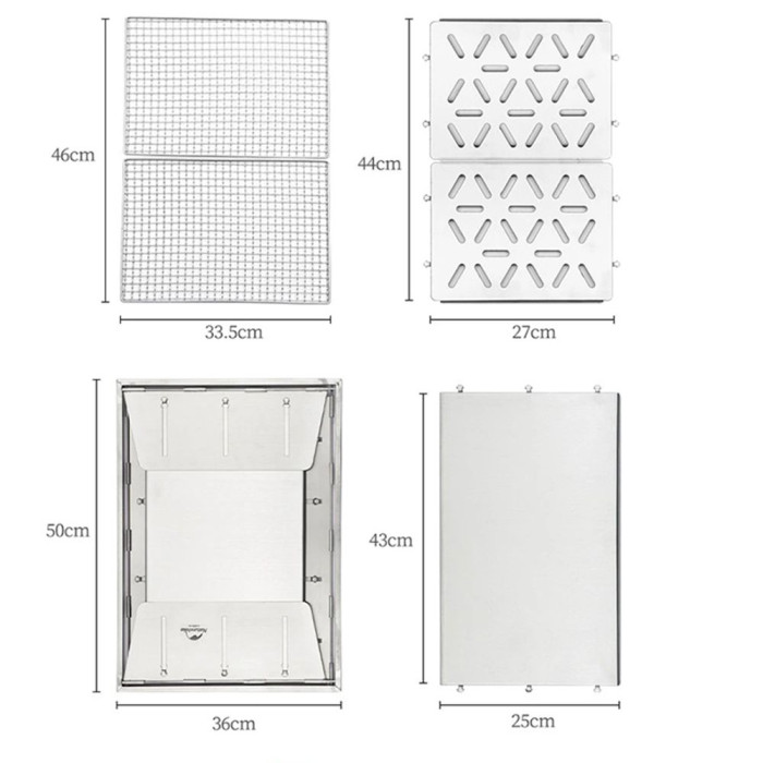 Гриль портативний Naturehike Picnic BBQ Grill NH20CJ006, р-р L, сталь 