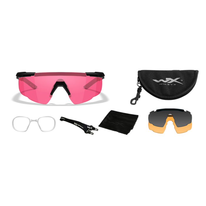 Захисні балістичні окуляри Wiley X SABER ADV сірі /помаранчеві /червоні лінзи /матова чорна оправа 