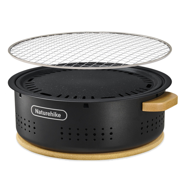 Настільна кругла піч із решіткою Naturehike CNK2550CF010, 36*32.6*12 см, хромоване залізо 