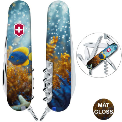 Складаний ніж Victorinox CAMPER DESIGN Жовто-блакитна рибка