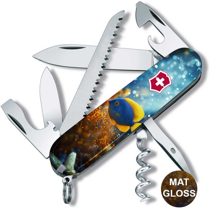 Складаний ніж Victorinox CAMPER DESIGN Жовто-блакитна рибка 