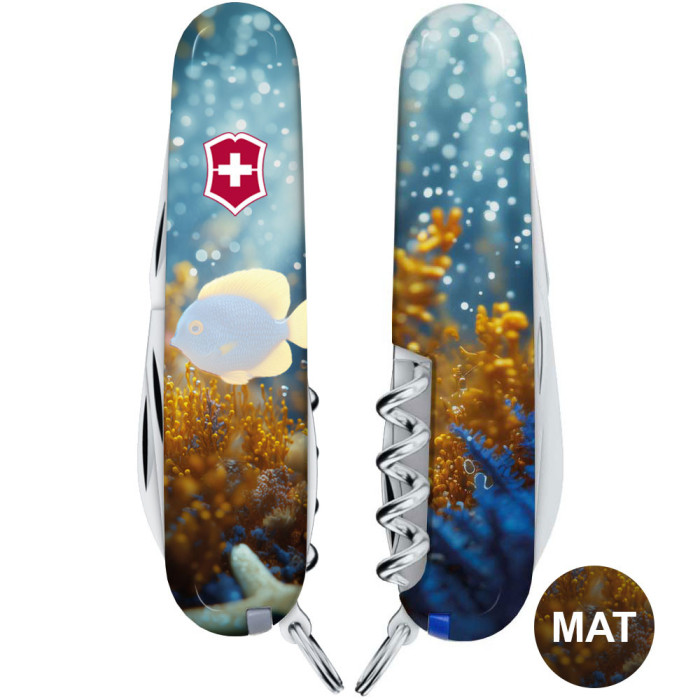 Складаний ніж Victorinox CAMPER DESIGN Жовто-блакитна рибка 