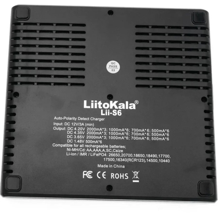 Універсальний зарядний пристрій LiitoKala Lii-S6 EU на 6 каналів + автомобільний кабель 