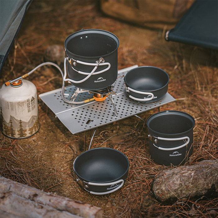 Набір посуду (2 каструлі, 2 кришки) Naturehike NH18T018-G, алюміній 