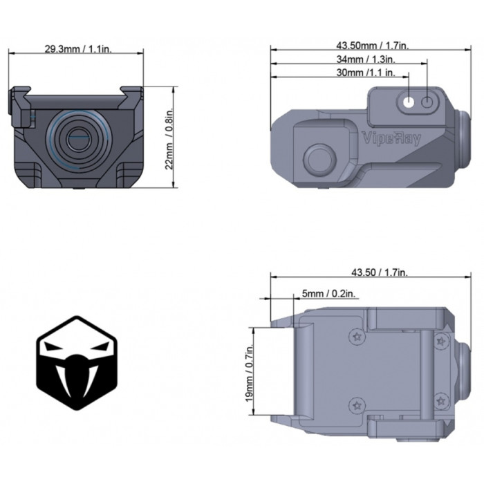 Лазерний цілевказівник Vector Optics Viperay Scrapper пістолетний червоний лазер FDE 