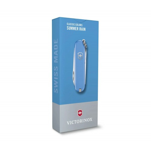Ніж-брелок Victorinox Classic SD Colors, Summer Rain, Gift Box (0.6223.28 G) 7 функцій, 58 мм, блакитний 