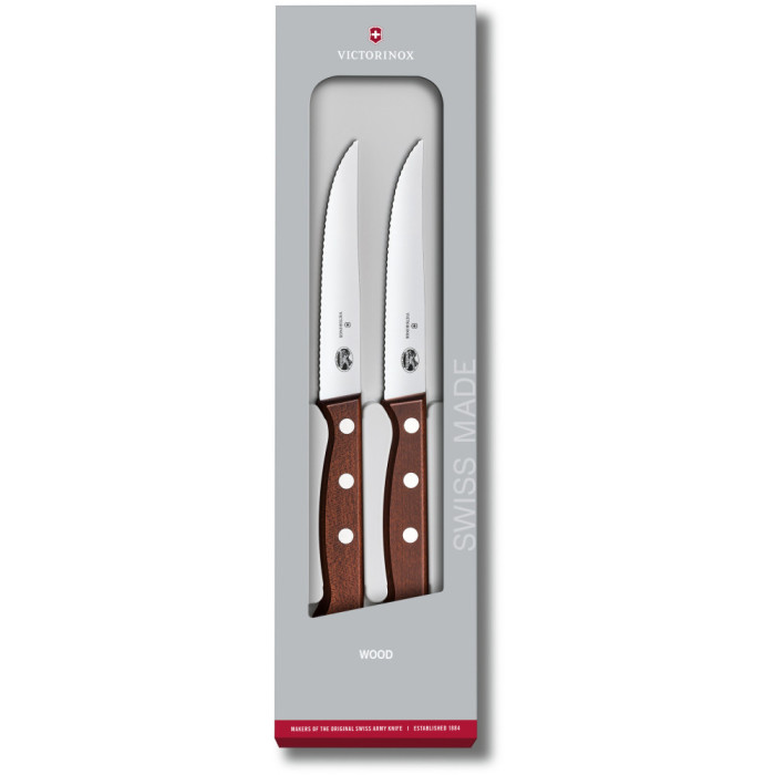 Набір кухонний Wood Steak Set 2 ножі 12см хвиль. з дерев. ручкою (GB) 