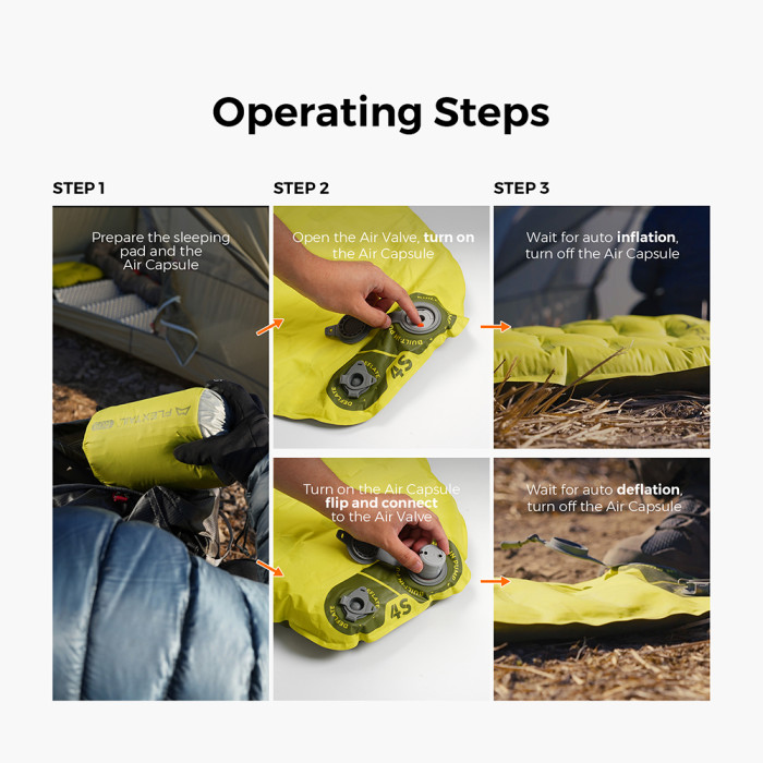 Килимок самонадувний Flextail Tiny Slleeping Pad R05 AVS, помаранчевий 