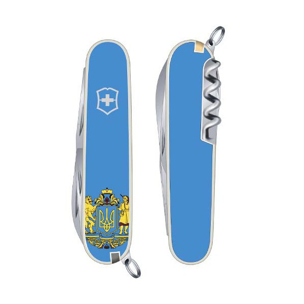 Ніж Spartan Ukraine 91мм/12функ/біл лезо /блакит.Велик.Герб/блакит. 