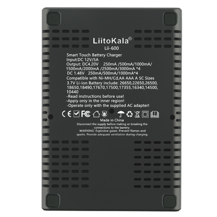 Універсальний інтелектуальний зарядний пристрій LiitoKala Lii-600 EU для акумуляторів + автомобільний кабель 