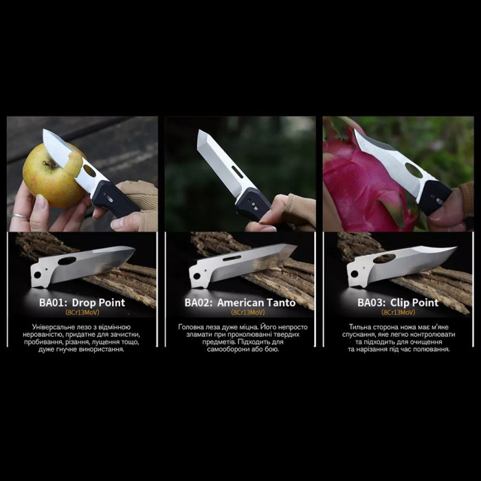 Ніж складний Roxon S502U, чорний 