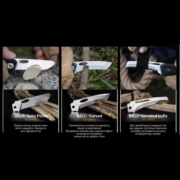 Ніж складний Roxon S502U, чорний 