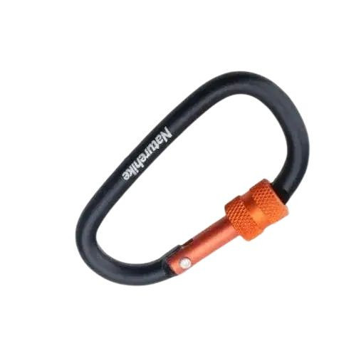 Карабін алюмінієвий с муфтою Naturehike D-type 80 мм NH15A008-D, чорний 