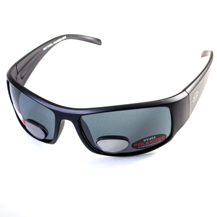 Окуляри BluWater Bifocal - 1 (1.5) Polarized (gray) чорна біфокальна лінза з діоптріями 