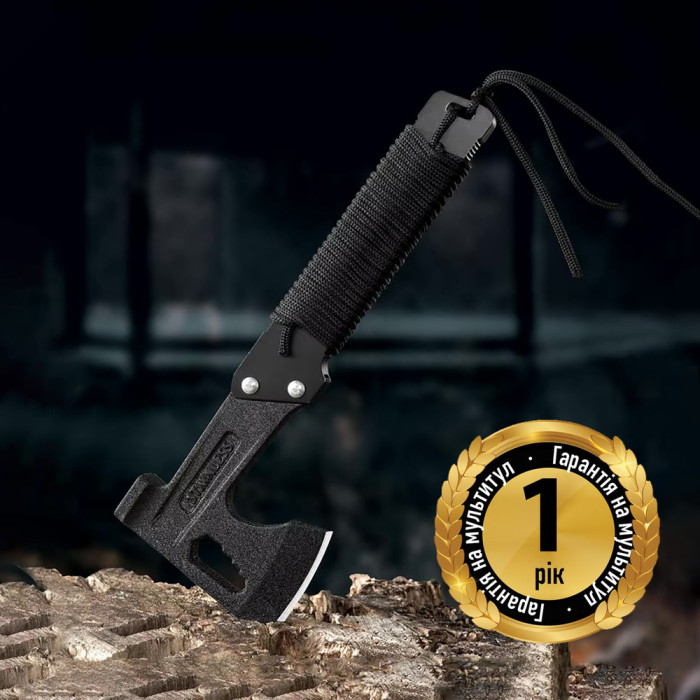 Сокирка туристична UAD з нержавіючої сталі Чорна 
