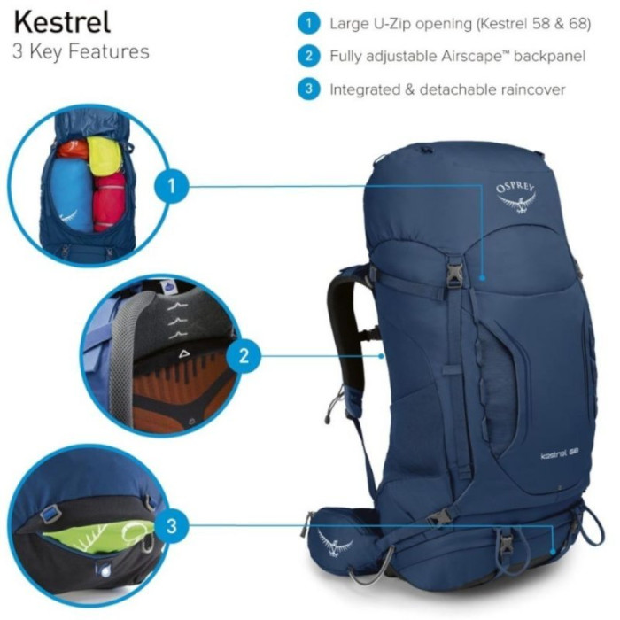 Рюкзак Osprey Kestrel 68 Picholine Green, розмір M/L 