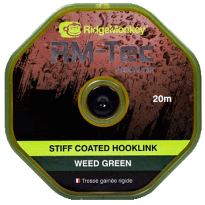 Повідковий матеріал RidgeMonkey RM-Tec Stiff Coated Hooklink Weed Green 35lb 20м 