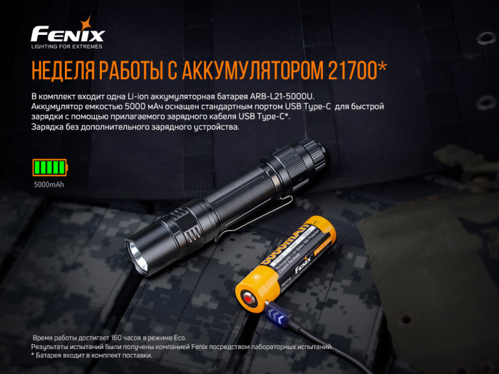 Ліхтар Fenix PD36 TAC (LUMINUS SST70, ANSI 3000 lm, 21700) пошкоджена упаковка 