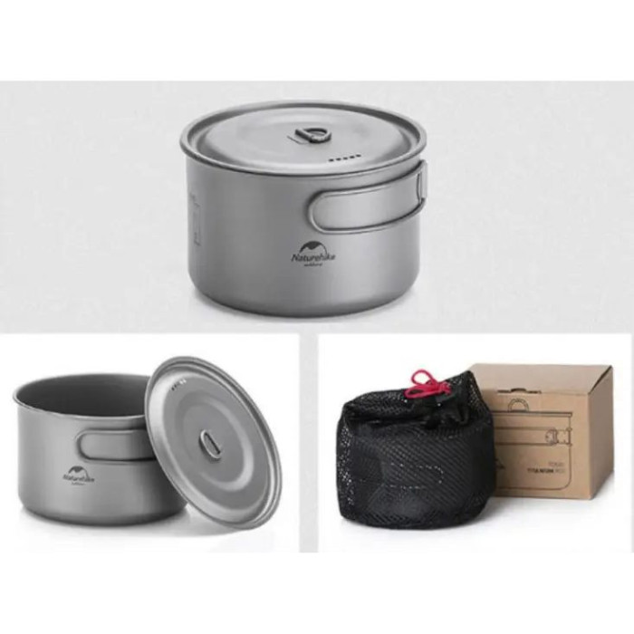 Каструля титанова зі складною ручкою 1300 мл Naturehike NH18T202-B 