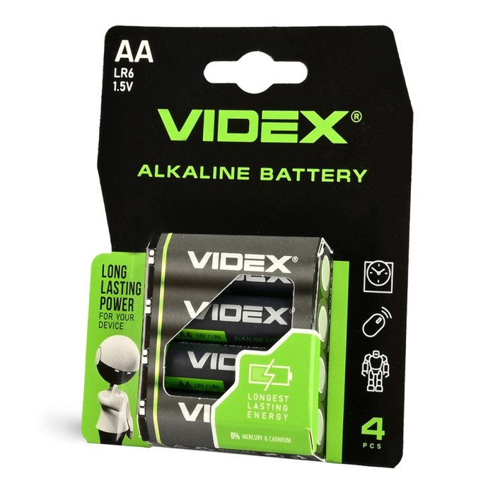 Батарейки лужні Videx LR06/АА, 4 шт. упак (LR6/AA 4pcs BC)
