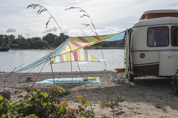 Тент High Peak вигнутий карибський полотно AO Stripe Lime Punch (50008) 