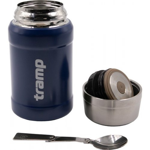 Термос Tramp з широким горлом 800 мл в чохлі-темно-синій 